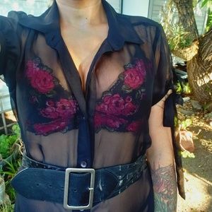 Button up see through dress